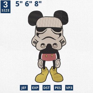 Funny Stormtrooper Mouse Embroidery, Funny Mouse Star Wars Embroidery Design, Star Wars Family Design, Star Wars Daisy Mouse Embroidery