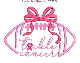 Tackle Cancer Pink Football Bow Embroidery Design, Breast Cancer Ribbon, Pes Dst, Digital File, Instant Download