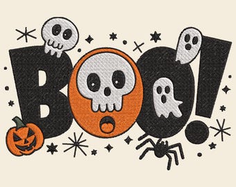 Embroidery Design Boo Halloween, Ghost Boo Embroidery File, Spooky Ghost Boo Embroidery, Ghost Halloween Boo Embroidery DST Files,Embroidery