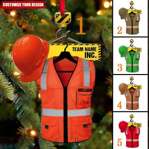 Personalized Heavy Equipment Operator Safety Vest, Personalized 2D Flat Worker Vest Ornament Gifts for Builder,Gift For Construction Worker