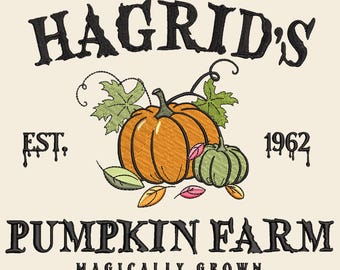 Embroidered Hagrids Pumpkin Farm Magically Grown Digital File, Pumpkin Thanksgiving Embroidery Design, Halloween Embroidery Design,Fall File