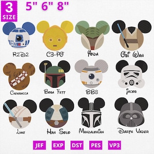 12+ Star Wars Characters Embroidery, Darth Vader Bundle Embroidery, Death Star Design, Star Wars Stormtrooper Design, Luke Star Wars Design