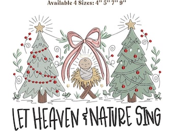 Christmas Nativity Embroidery Design: Heaven and Nature Sing (Digital Download)