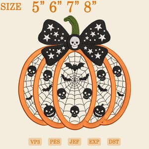 Embroidered Pumpkin Halloween Digital File, Pumpkin Halloween Machine Embroidery, Thanksgiving Pumpkin Machine Embroidery Design,Fall Season