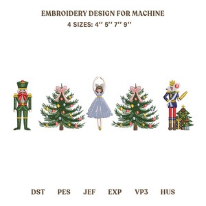 Notenkraker Ballet Borduurpatroon | Clara en de Muizenkoning Kerstboom Digitaal Bestand | Klassieke Feestelijke Rand Grote Patch PES JEF VP3