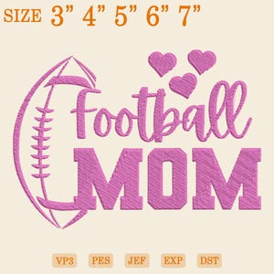 Embroidered Football Mom Digital File, Football Season Embroidery Design, Football Game Day, Sports Mom Embroidery File,Football Mama Design