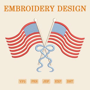 Motif de broderie avec noeud drapeau américain Broderie du 4 juillet, motif de broderie rouge, blanc et bleu, drapeau de l'Amérique