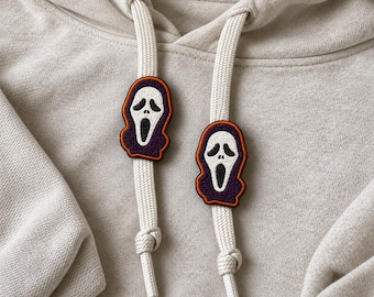 ITH Spooky Hoodie String Charm Embroidery Design, Halloween Drawstring Tag, Pes Dst, Digital File, Instant Download