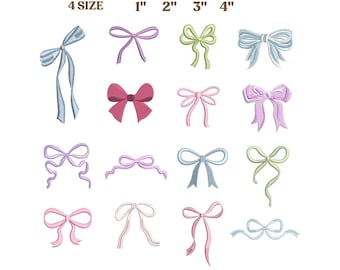 Coquette Bow Machine Embroidery Design Bundle | Mini Ribbon Tie Pastel | Balletcore Girly Stitch | Instant Download PES JEF VP3