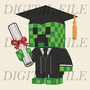 Embroidery Character Graduation Digital File, Senior Graduation Png, Cartoon Movie Png, Graduation 2025 Png, Gamer Graduation Embroidered