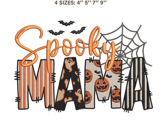 Spooky Mama Halloween Embroidery Design | Patchwork Ghost Pumpkin Pattern | PES JEF VP3