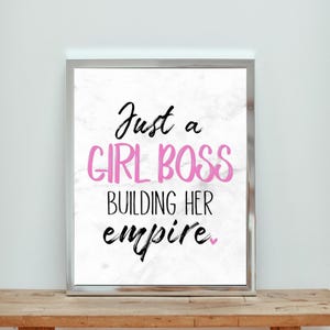 Girl Boss Wall Art Printable – Feminine Office Decor, Motivational Quote for Women Entrepreneurs, Empowering Home Office Print