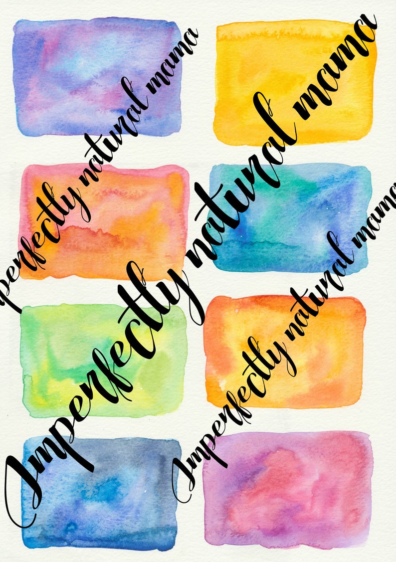 Set of 16 colourful, blank, water colour, business card, affirmation card, quote, instant digital download image 2