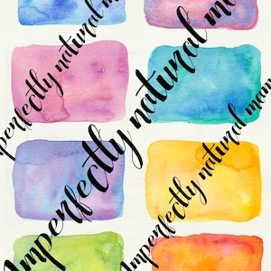 Set of 16 colourful, blank, water colour, business card, affirmation card, quote, instant digital download image 1