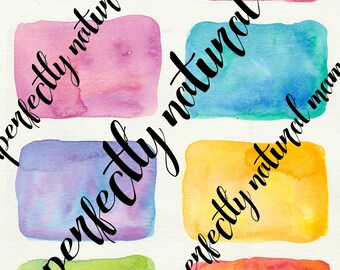 Set of 16 colourful, blank, water colour, business card, affirmation card, quote, instant digital download