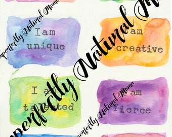 Affirmation Cards, download, positive affirmations, watercolour affirmation cards.