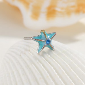 Star Fish Stud Earrings 925 Sterling Silver Animal Stud Earrings Engagement Stud Earrings  Handmade Stud Earrings Gift Mother's Day Gift