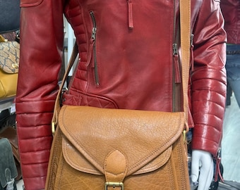 Vintage Leather Saddle Bag, Rustic Brown Crossbody Satchel, Boho Everyday Handbag