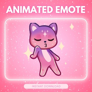 ANIMATED emote twitch & discord - Cute pink cosmic dancing kitty cat <3