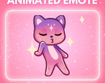 ANIMATED emote twitch & discord - Cute pink cosmic dancing kitty cat <3