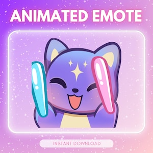 ANIMATIERTES Emote Twitch & Discord - Lustiges lila kosmisches Kätzchen &lt;3