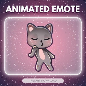 ANIMIERTES Emote Twitch & Discord - Graue Katze tanzt &lt;3