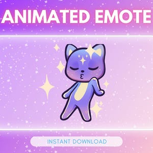 ANIMATED emote twitch & discord - Cute purple cosmic dancing kitty cat <3