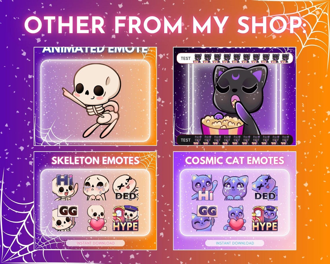 ANIMATED EMOTE PACK - Cute Chibi Skeleton Emote Pack