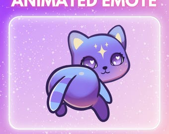 ANIMATED emote twitch & discord - Cute purple cosmic twerking kitty cat <3