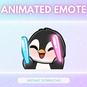 ANIMATED emote twitch & discord - Cute raving penguin &lt;3