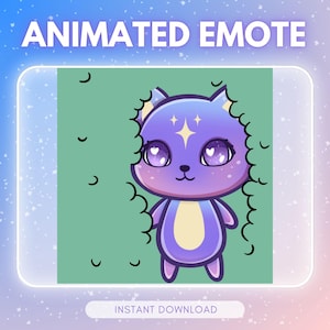Animated Chibi Cosmic Cat Emote – Purple Leaving Twitch/Discord (Instant Download)