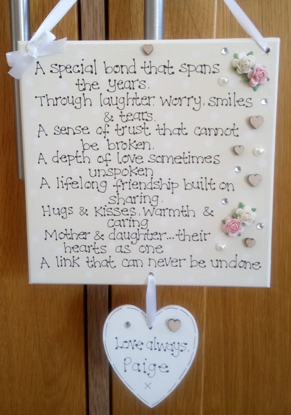 Gepersonaliseerde Speciale Moeder Dochter Bond Liefde Gedicht Moeders Dag Gift Plaque
