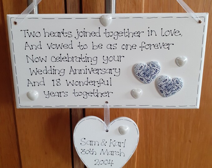 Personalised 18th Wedding Anniversary, Porcelain Wedding Anniversary Gift, 18 Years Married