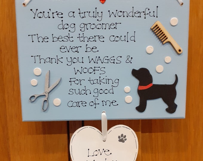 Personalised Dog Groomer Thank You Gift Plaque, Dog Grooming, Pet