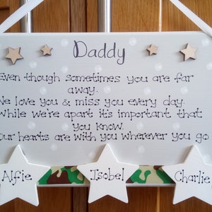 Personalised Daddy With You Wherever You Go Army Gift Plaque, Army Dad, Military, Armed Forces, Family, Father's Day gift, Soldier, Sign image 1