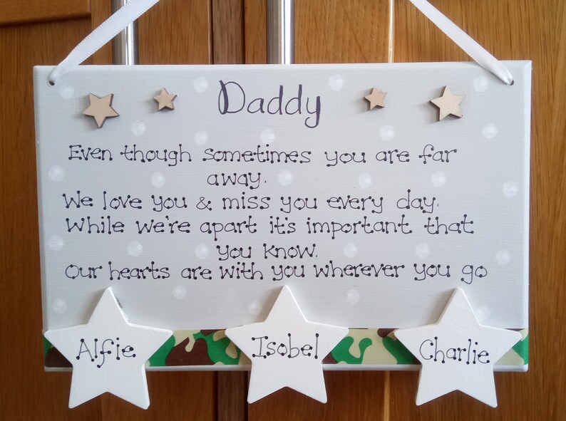 Personalised Daddy With You Wherever You Go Army Gift Plaque, Army Dad, Military, Armed Forces, Family, Father's Day gift, Soldier, Sign image 1