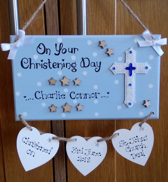 Personalised on Your Christening Day Gift Plaque Godson Etsy UK