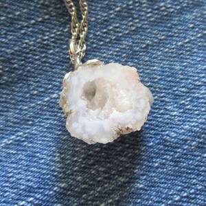 Natural Quartz Druzy Raw Geode Pendant Necklace image 2