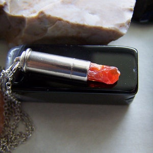 Orange Fire Opal Silver Bullet Necklace image 7