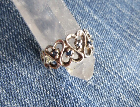 Blue Sapphire Filigree Hearts Sterling Silver Rin… - image 7