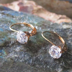 Vintage 10K Solid Yellow Gold CZ Earrings