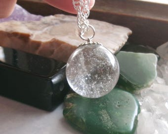 Natural Clear Quartz Crystal Ball Jewelry Pendant Necklace