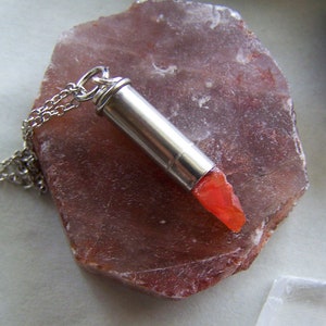 Orange Fire Opal Silver Bullet Necklace image 8