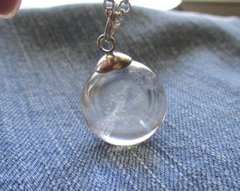 Natural Clear Quartz Crystal Ball Jewelry Pendant Necklace