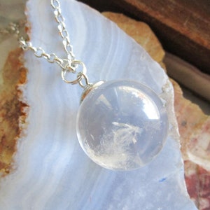 Clear Crystal Ball Natural Quartz Jewelry Pendant Necklace