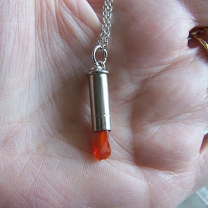 Orange Fire Opal Silver Bullet Necklace image 6