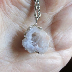 Natural Quartz Druzy Raw Geode Pendant Necklace image 9