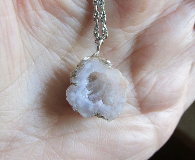 Natural Quartz Druzy Raw Geode Pendant Necklace image 9