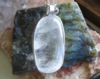 Optical Calcite Viking Sunstone Iceland Spar Polished Crystal Pendant Necklace
