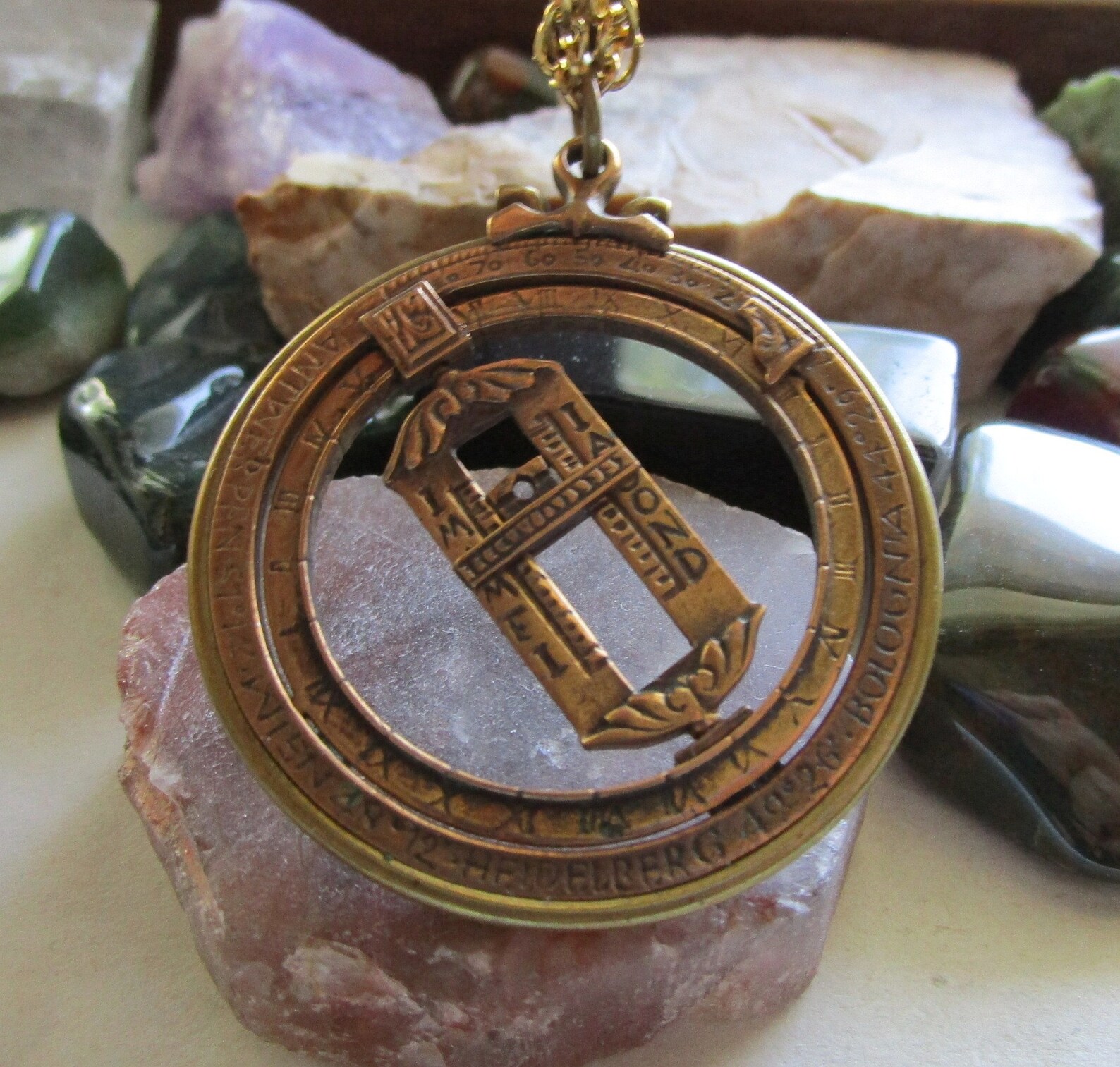 Vintage Brass Working Sundial Pendant Necklace Etsy
